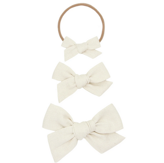 Ivory Linen Bow Nylon- Small