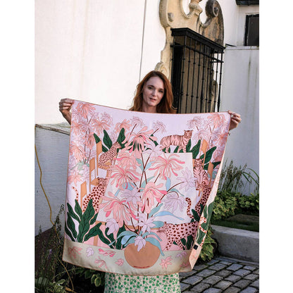 Jessie Zhao New York Double Sided Silk Scarf in Jungle Gathering