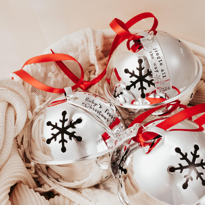 JINGLE ALL THE WAY Christmas Bell Ornament Salt and Sparkle