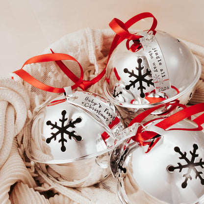 JINGLE ALL THE WAY Christmas Bell Ornament Salt and Sparkle