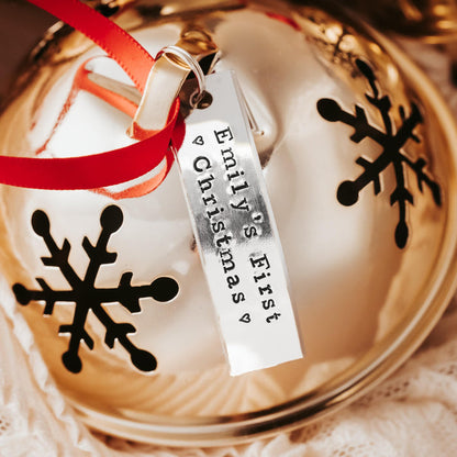 JINGLE ALL THE WAY Christmas Bell Ornament Salt and Sparkle