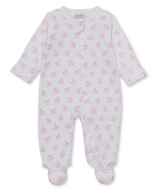 Kissy Kissy Zip Footie in Pink Gingham Rockers