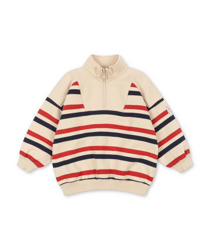 Konges Slojd Loupy Half Zip Sweater in Tangerine Stripe