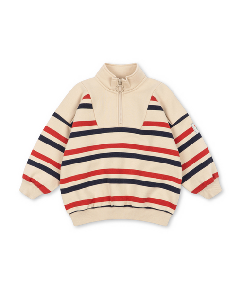 Konges Slojd Loupy Half Zip Sweater in Tangerine Stripe