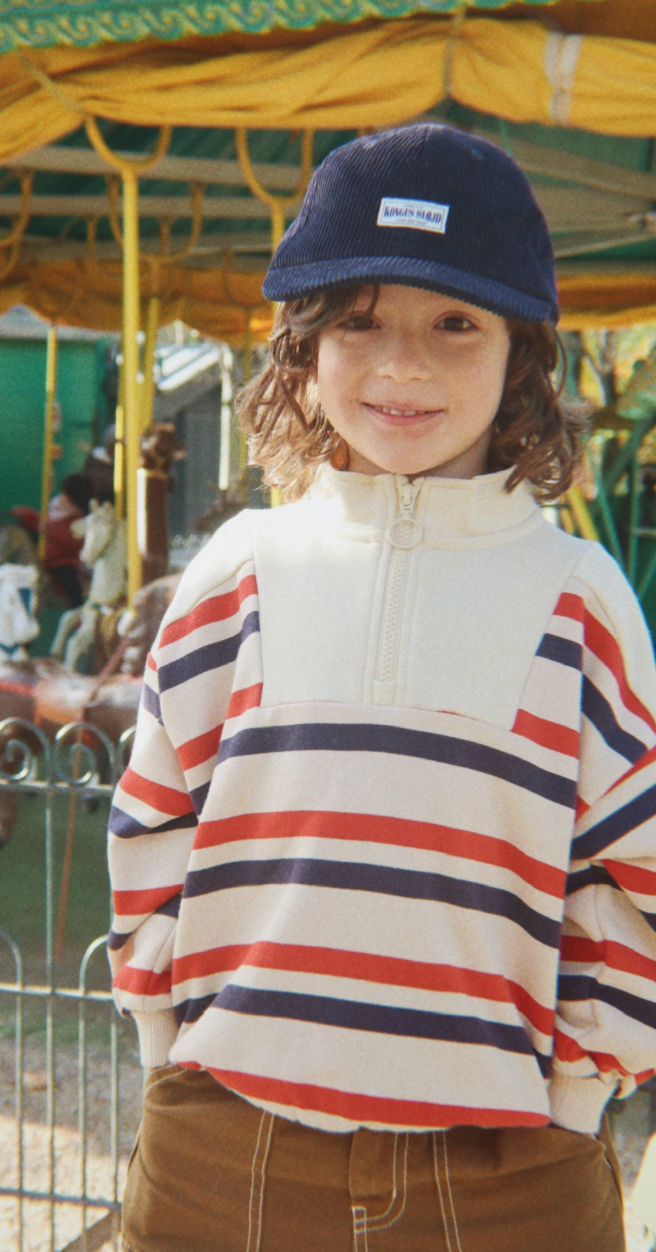 Konges Slojd Loupy Half Zip Sweater in Tangerine Stripe
