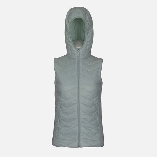 LADIES BASIC PUFFER GILET WITH HOOD