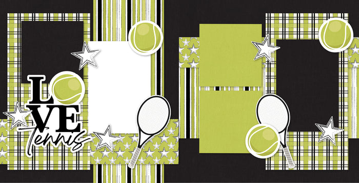 Love Tennis scrapbook page kit — handmade elements for DIY photo albums, seasonal scrapbook page kits and die cuts, Tennis Scrapbook, Sports Scrapbook, 12x12 Layout, Athletic Album, Scrapbook Supply, Tennis Album, Photo Album Kit, creative accents for scrapbook storytelling, Memory Page Kit, Scrapbook Kit, coordinated background patterns and journaling spots, acid-free double-sided scrapbook supplies, scrapbooking ephemera and cardstock cutouts