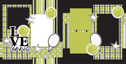 Love Tennis scrapbook page kit — handmade elements for DIY photo albums, seasonal scrapbook page kits and die cuts, Tennis Scrapbook, Sports Scrapbook, 12x12 Layout, Athletic Album, Scrapbook Supply, Tennis Album, Photo Album Kit, creative accents for scrapbook storytelling, Memory Page Kit, Scrapbook Kit, coordinated background patterns and journaling spots, acid-free double-sided scrapbook supplies, scrapbooking ephemera and cardstock cutouts