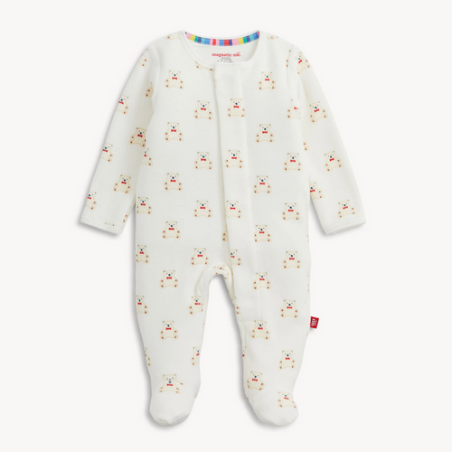 Magnetic Me Velour Footie in Teddy Bows