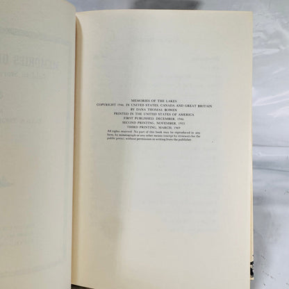 Memories of the Lakes by Dana Thomas Bowen (1969), Freshwater Press, Hardcover with Dust Jacket