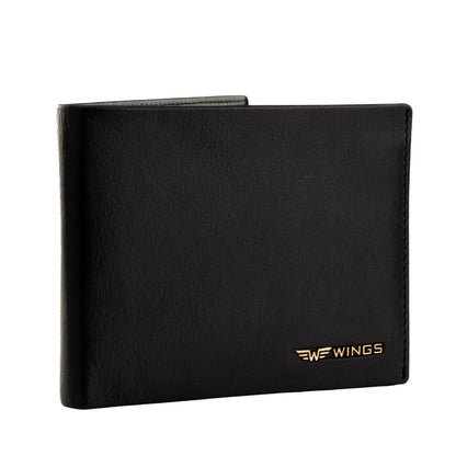 Men's black WINGS wallet made of natural cowhide leather