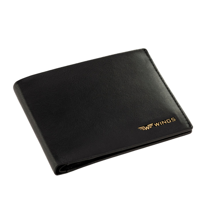 Men's black WINGS wallet made of natural cowhide leather