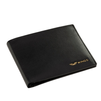 Men's black WINGS wallet made of natural cowhide leather