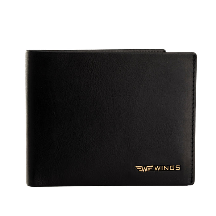 Men's black WINGS wallet made of natural cowhide leather