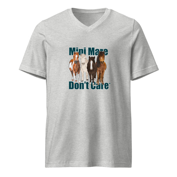 Mini Mare Don't Care V-Neck T-Shirt by Katie Van Slyke - Athletic Heather