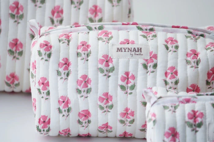 MYNAHbySmitha Quilted Travel Bag in Block Print Floral -Assorted Sizes