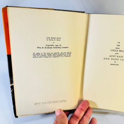 One More Year Bertha B. Moore 1943 Second Edition Christian Novel Hardcover with Dust Jacket