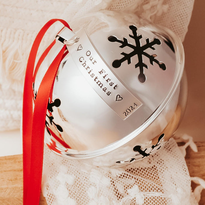 Our First Christmas Giant Jingle Bell Keepsake Ornament Salt and Sparkle