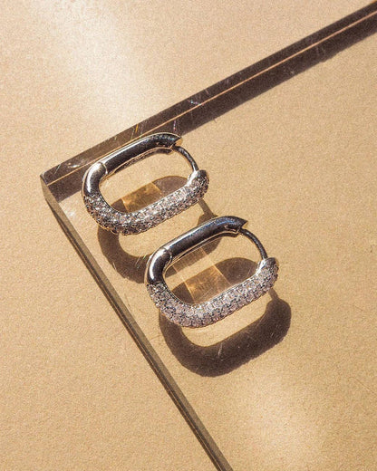Pave Chain Link Huggies