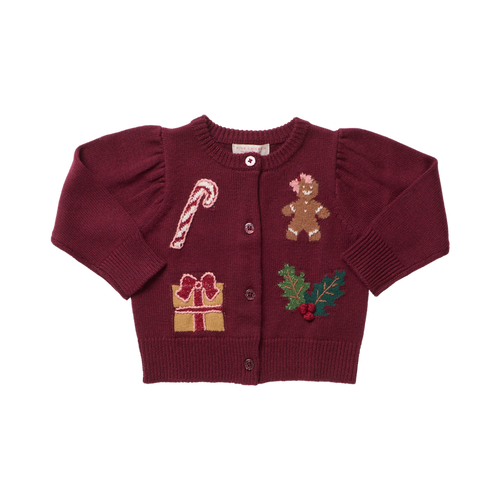 Pink Chicken Girls Constance Sweater in Burgundy Holiday Patches