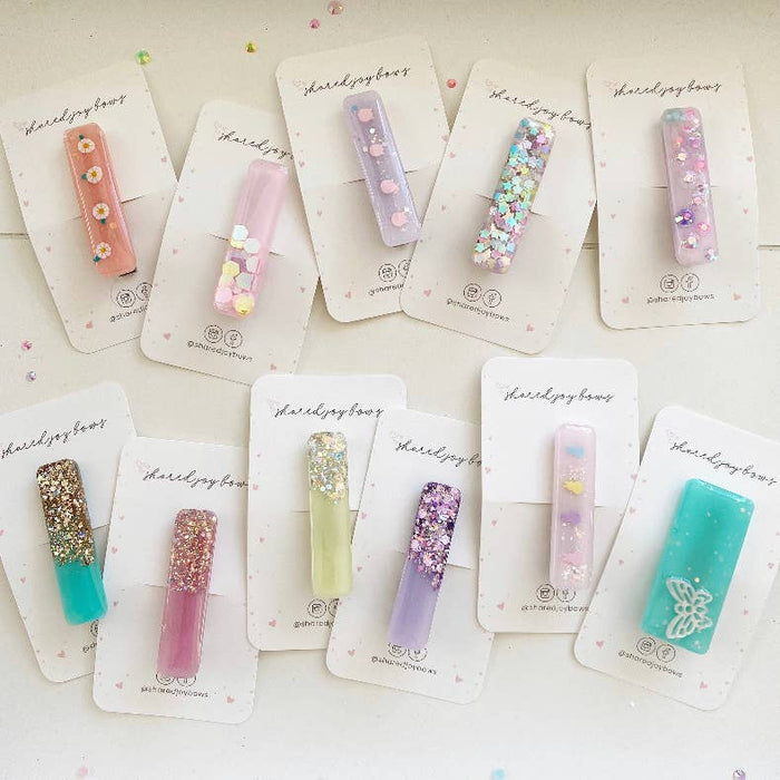 Shared Joy Glitter Resin Hair Clips