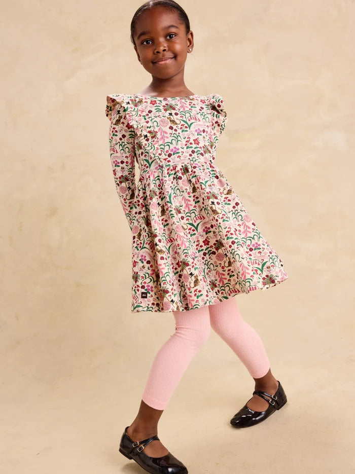 Tea Collection Ruffle Shoulder Ballet Dress in Tea Party Floral
