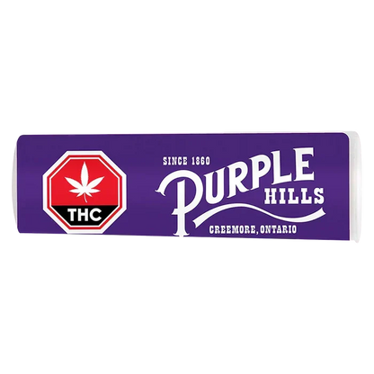 Front-facing shot of a purple box labeled Ultra Hi Infused PR 3 x 0.5 g with a red THC stop sign logo on the left.