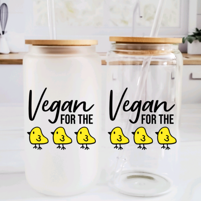 Vegan for the Chicks Glass Can Cup Salt and Sparkle