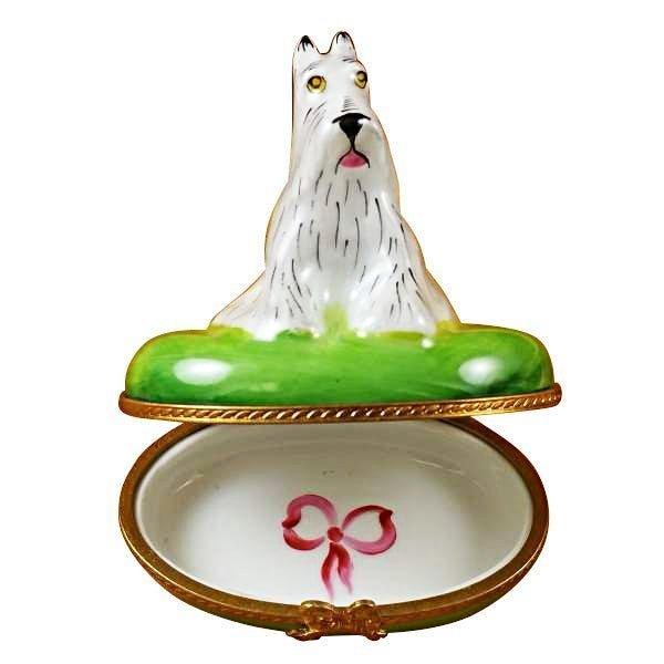 White Schnauzer limoges box Porcelain Limoges French Trinket Box