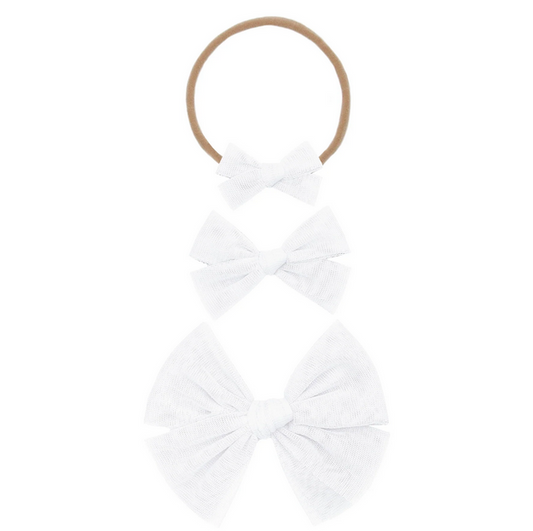 White Tulle Bow Nylon- Small