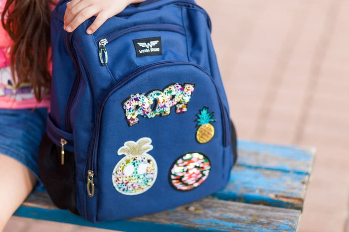 WINGS children’s 19L school backpack with pencil case and POPY patches