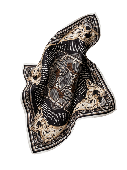 WINGS women's scarf 90x90 cm baroque pattern black