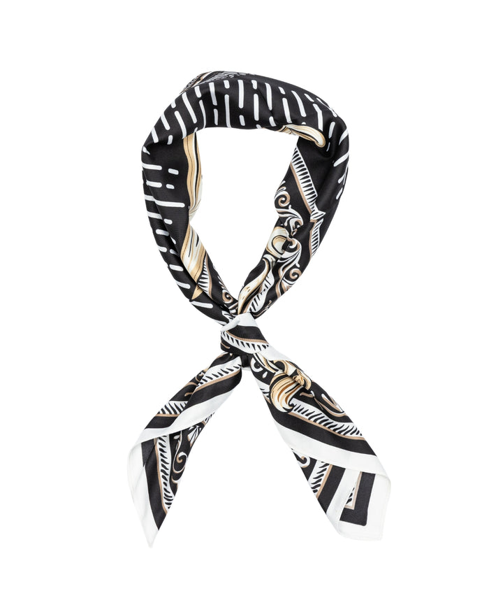 WINGS women's scarf 90x90 cm baroque pattern black