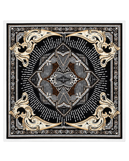 WINGS women's scarf 90x90 cm baroque pattern black