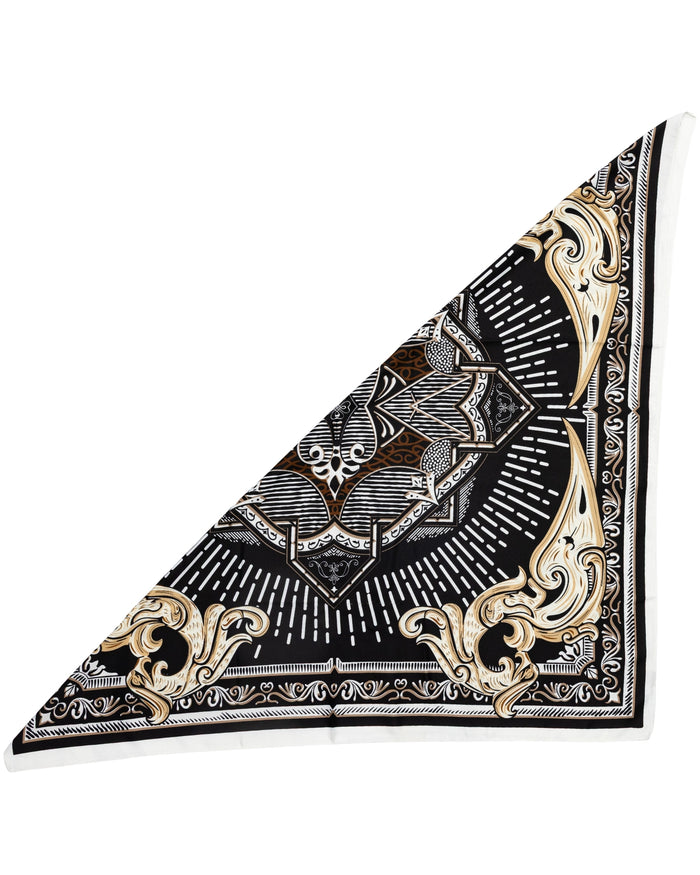 WINGS women's scarf 90x90 cm baroque pattern black