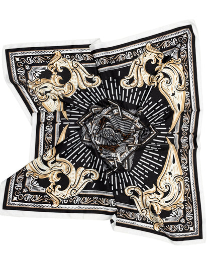 WINGS women's scarf 90x90 cm baroque pattern black