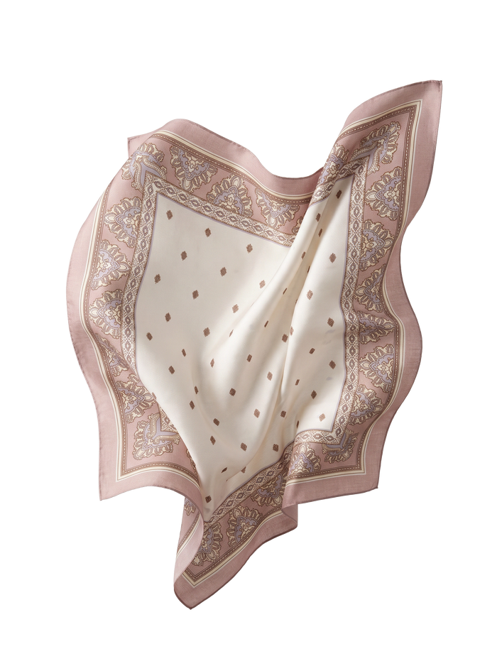 WINGS women's scarf beige 90x90 cm elegant oriental pattern