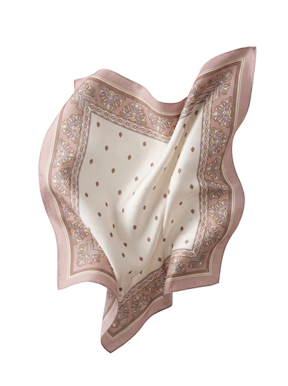 WINGS women's scarf beige 90x90 cm elegant oriental pattern