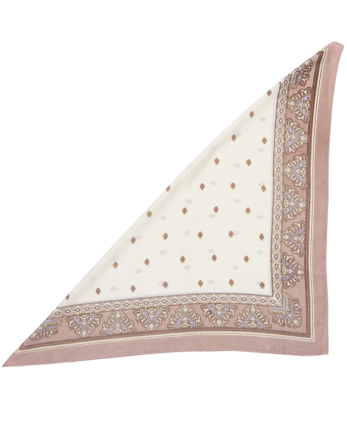 WINGS women's scarf beige 90x90 cm elegant oriental pattern