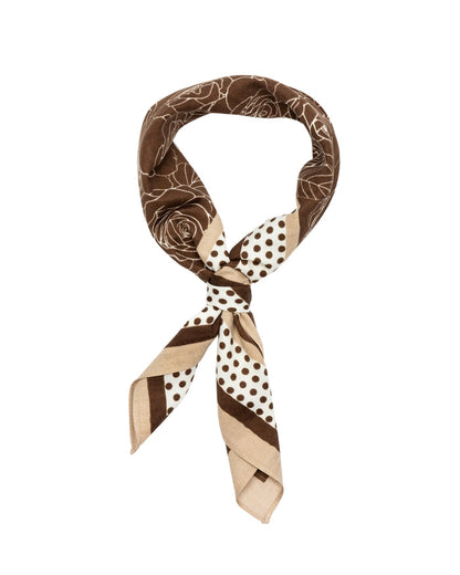 WINGS women's scarf brown 90x90 cm floral geometric pattern
