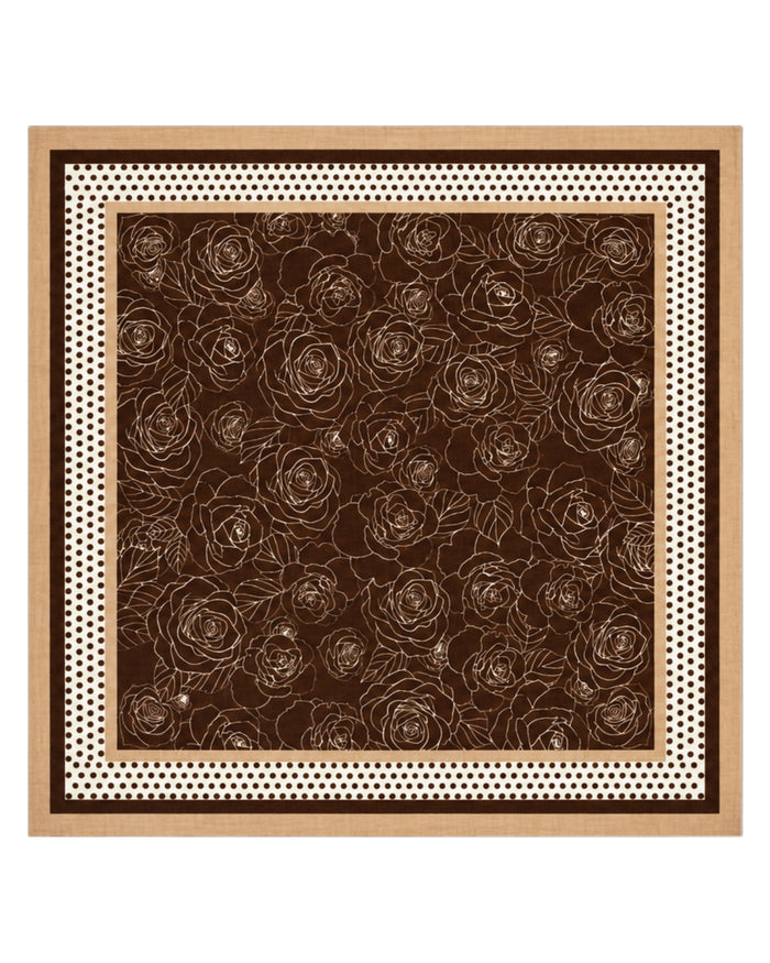 WINGS women's scarf brown 90x90 cm floral geometric pattern