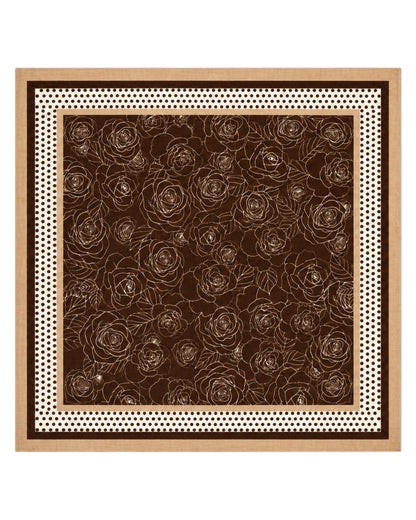 WINGS women's scarf brown 90x90 cm floral geometric pattern