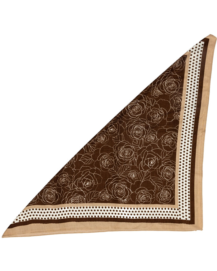 WINGS women's scarf brown 90x90 cm floral geometric pattern