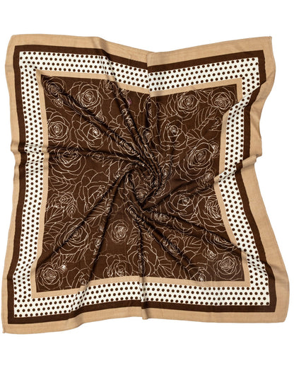 WINGS women's scarf brown 90x90 cm floral geometric pattern