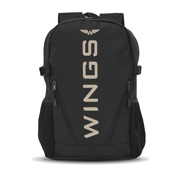 WINGS Youth School Backpack 23L for a 17-Inch Laptop with Side Pockets, BLACK