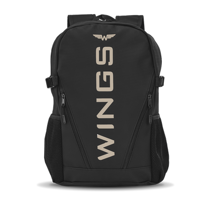 WINGS Youth School Backpack 23L for a 17-Inch Laptop with Side Pockets, BLACK