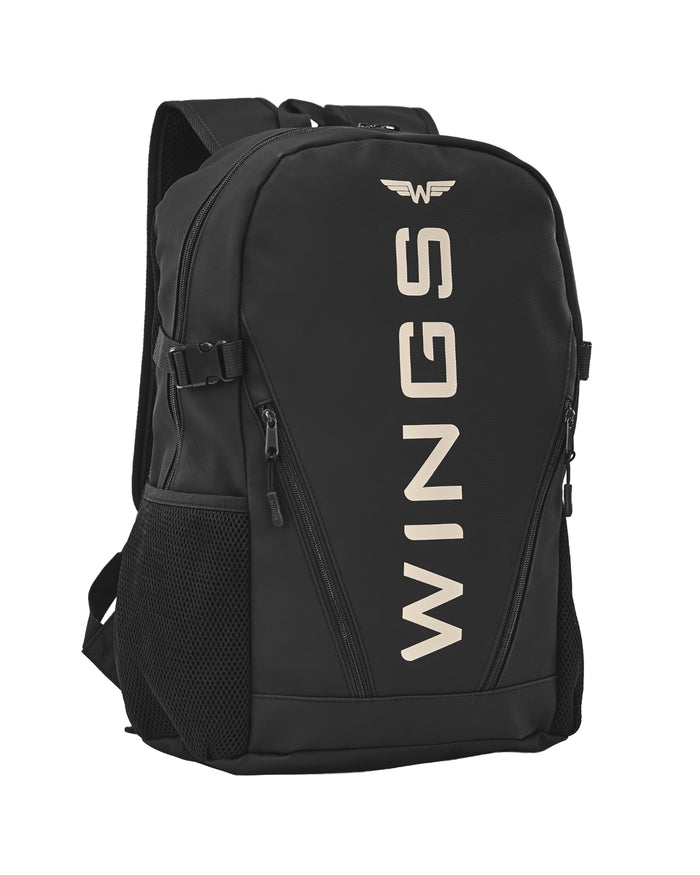 WINGS Youth School Backpack 23L for a 17-Inch Laptop with Side Pockets, BLACK