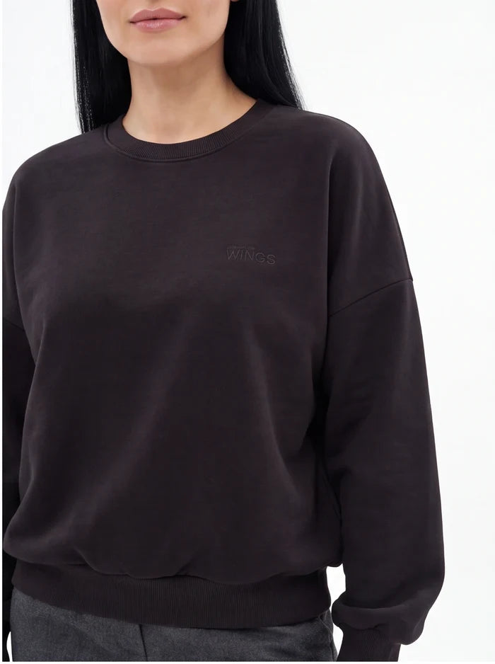 Women's oversized CREWNECK sweatshirt UNLEASH WINGS BLACK