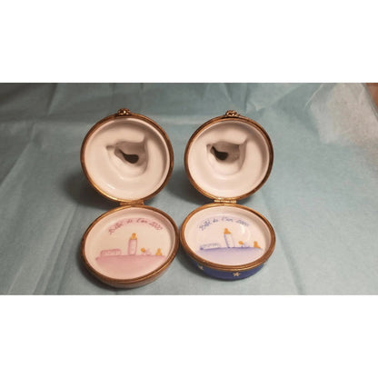 Year 2000 Cherubic Figurines Porcelain Limoges Babies Figurine French Trinket Box
