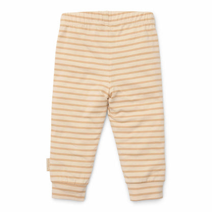 Little Dutch Pyjama Baby Goose – cremefarbenes Langarmshirt mit Baby-Gans und weiß-beige gestreifte Hose